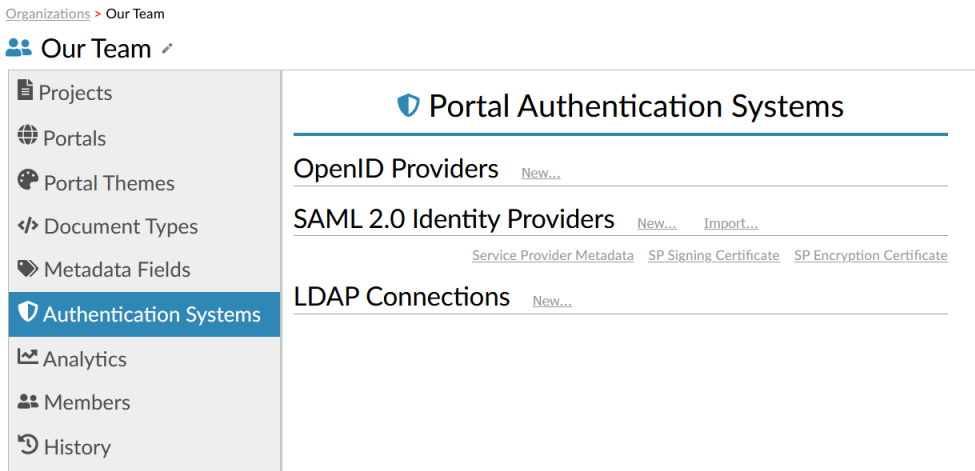 Organization Security Configuration Page Organization Security Configuration Page