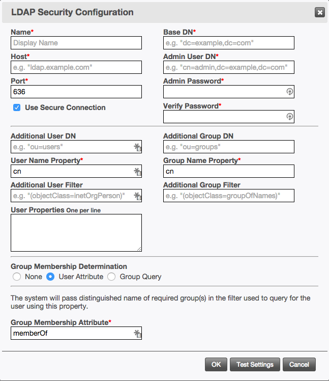 LDAP Configuration Dialog LDAP Configuration Dialog